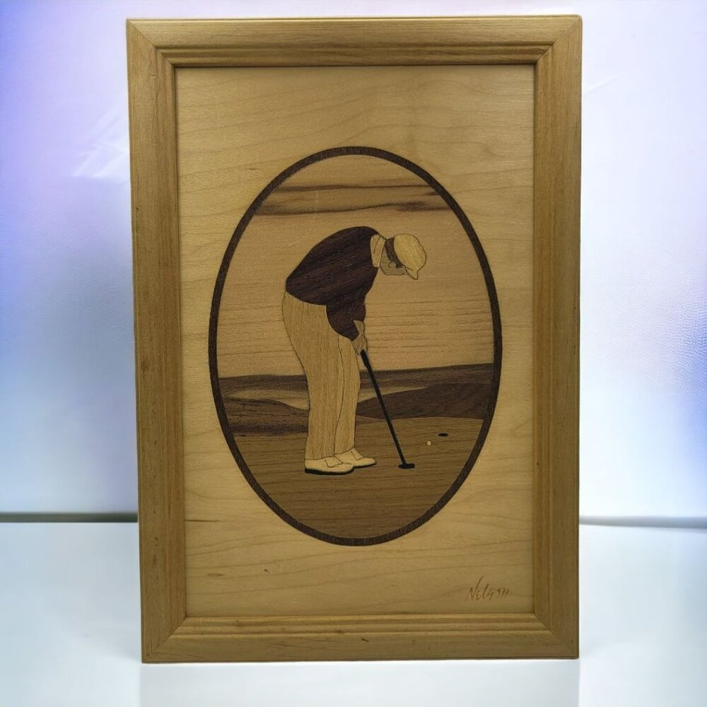 Hudson River Inlay Man Putter Golf Artwork Framed Wooden Retirement Grandpacore